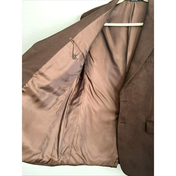 Chaps Sportscoat Men's 40R Dark Brown Lined Brushed Faux Suede Pockets Blazer - Picture 7 of 9